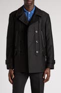 TOM FORD Leather Trimmed Brushed Cotton Satin Peacoat