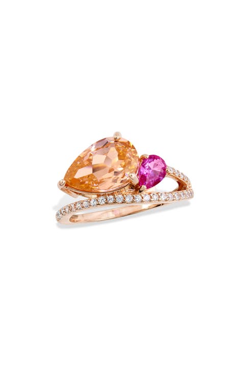 Double Pear Stone Bypass Ring