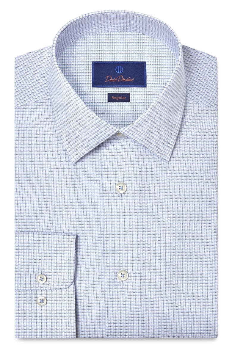 Regular Fit Microcheck Cotton Dress Shirt, Main, color, SKY