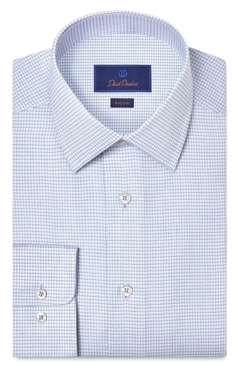 Regular Fit Microcheck Cotton Dress Shirt