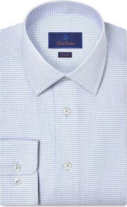 David Donahue Regular Fit Microcheck Cotton Dress Shirt