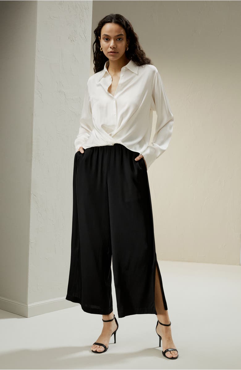 Lilysilk Women's Hem Pleated Silk Blouse, Alternate, color, White