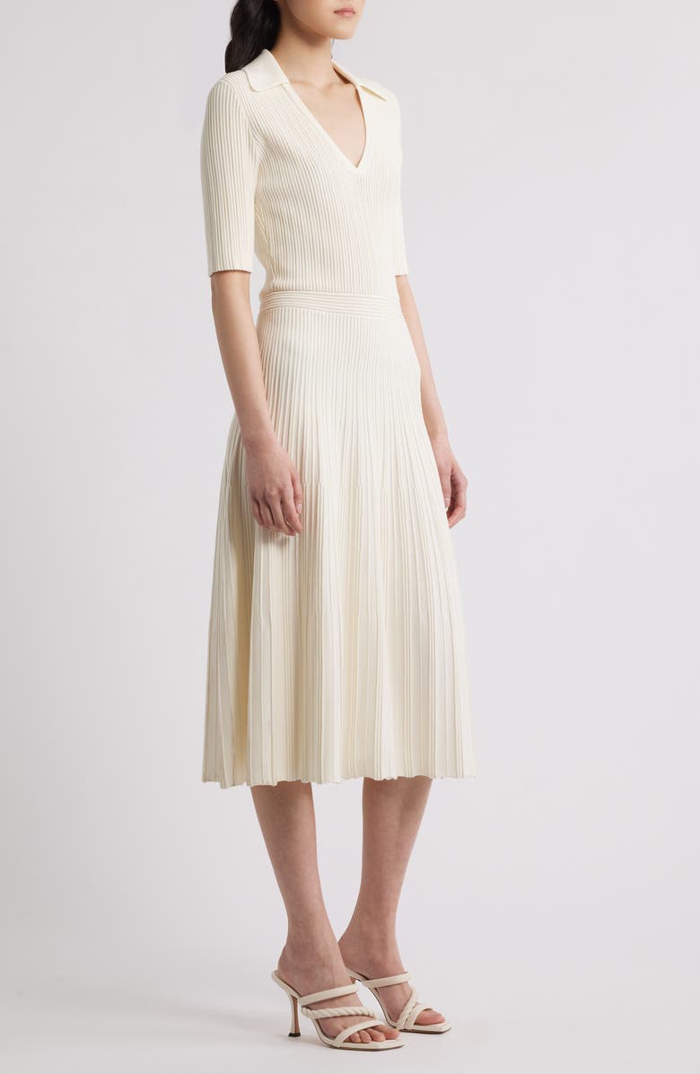 BOSS Fracie Rib Midi Dress, Alternate, color, Soft Cream