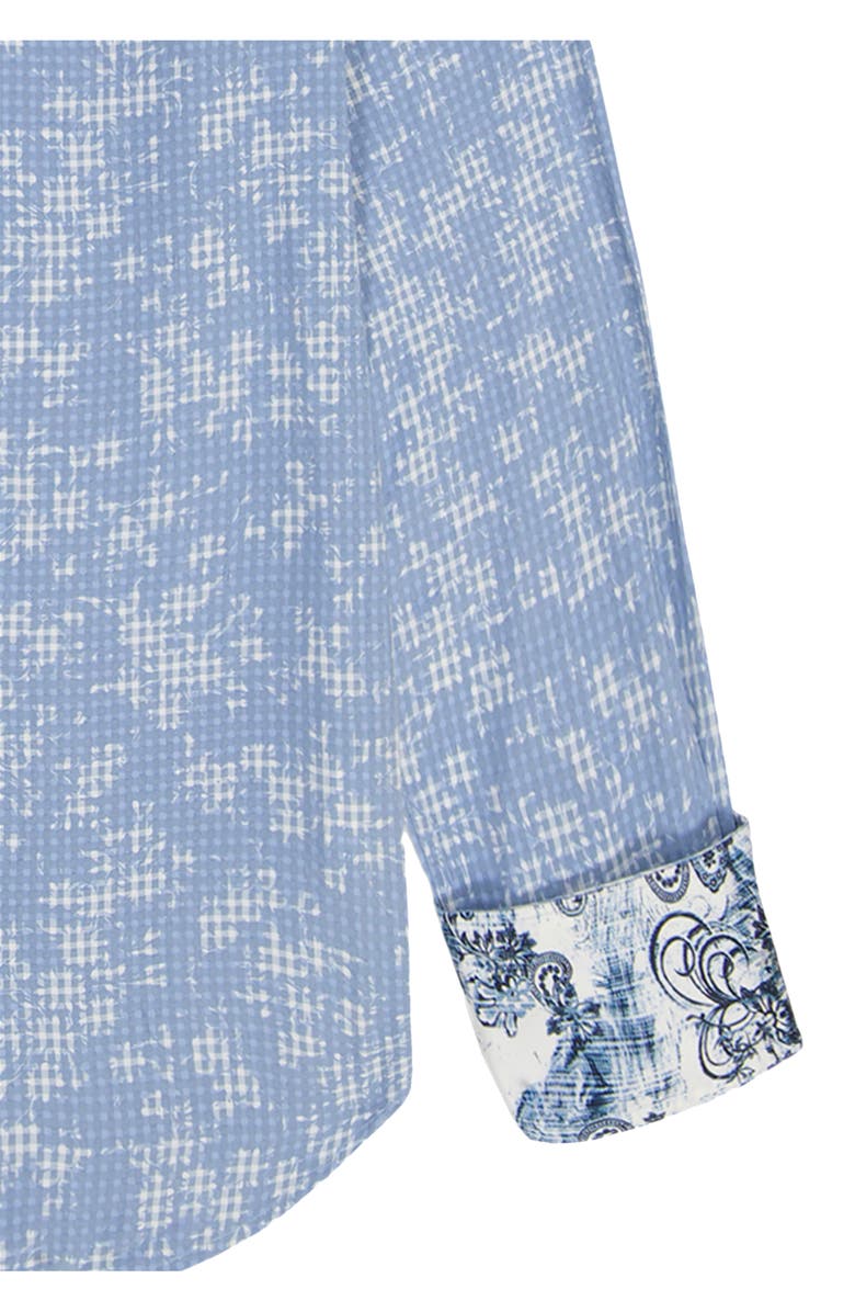 Robert Graham Angola Jacquard Micro Plaid Button-Up Shirt, Alternate, color, Light Blue