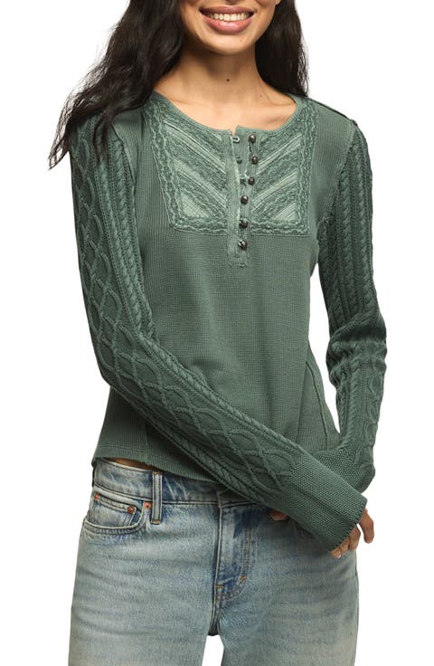 Pintuck Sweater Mix Henley