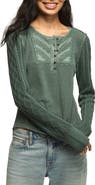 Lucky Brand Pintuck Sweater Mix Henley