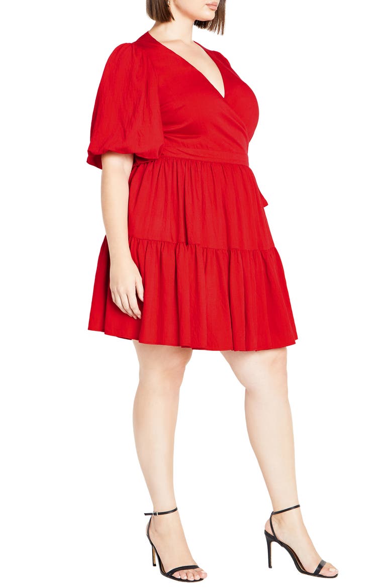 Nikola Tiered Wrap Dress, Alternate, color, TANGO RED