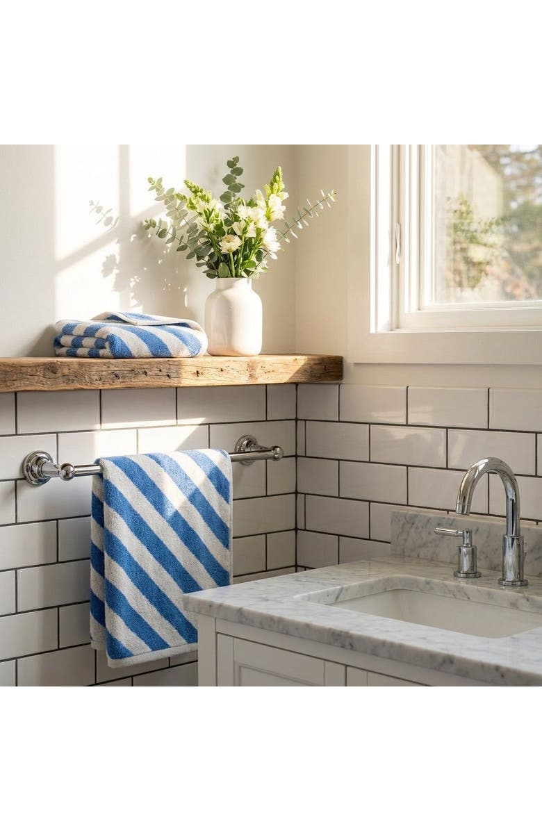 Zsa Zsa Zsu Ornaz Yarn Dyed Biased 100% Cotton Face Towel Set Of 2, Alternate, color, Blue