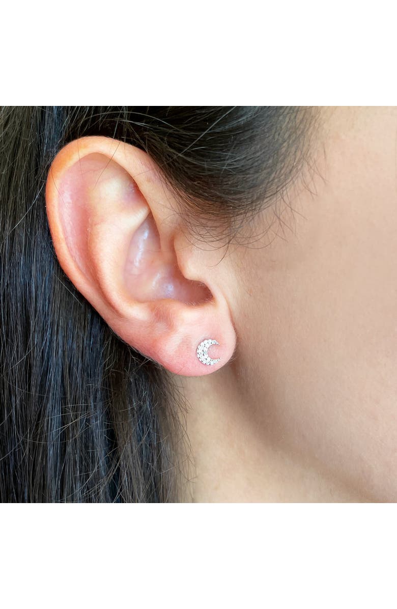 The Lovery Fine Jewelry Diamond Moon Stud Earrings, Alternate, color, White Gold