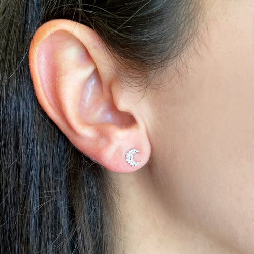 The Lovery Fine Jewelry Diamond Moon Stud Earrings In Gold