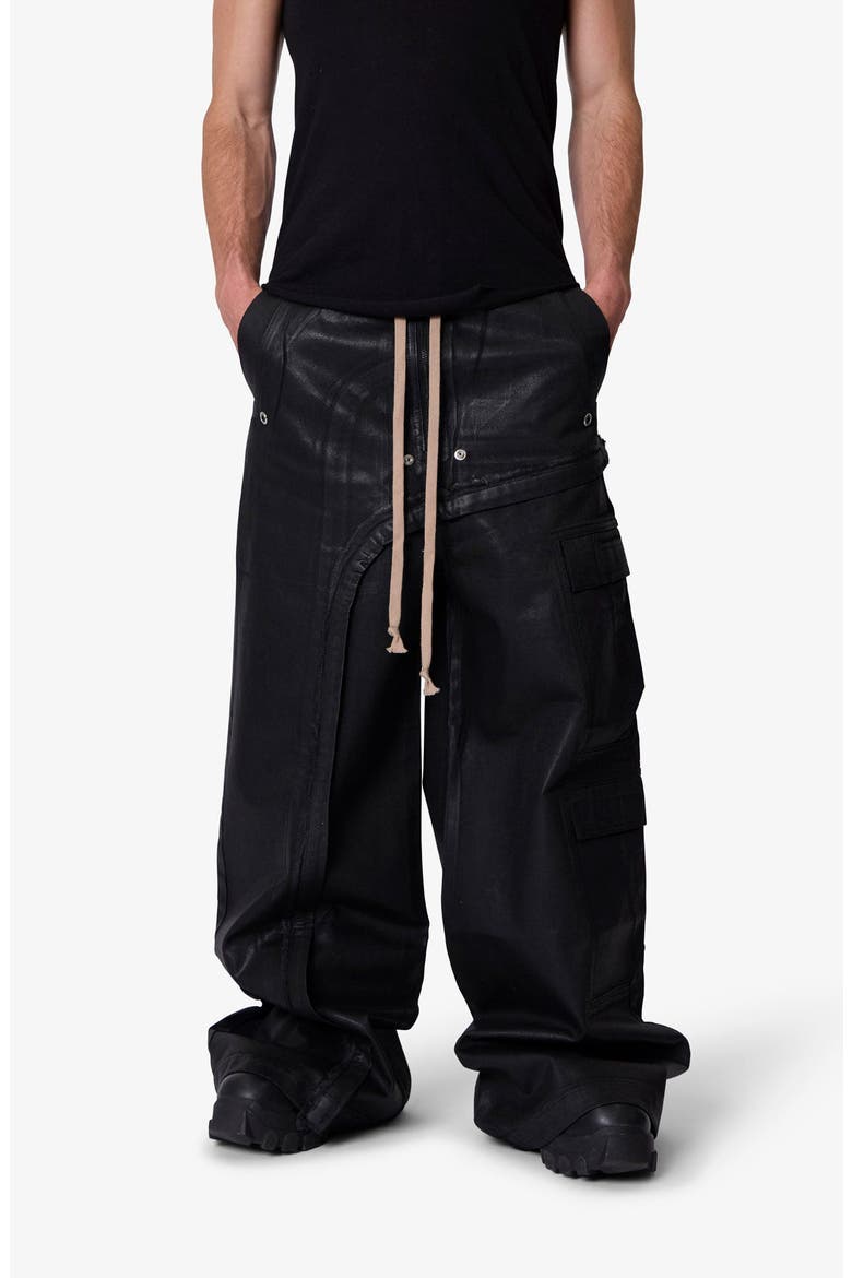 Rave Waxed Oversize Cargo Pocket Pants, Alternate, color, BLACK