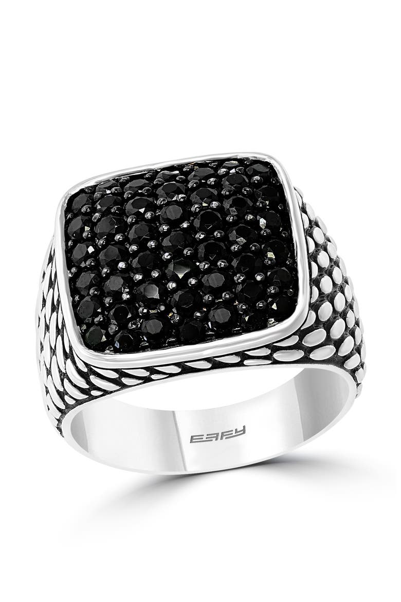 Sterling Silver Black Spinel Pavé Ring, Main, color, Sterling Silver