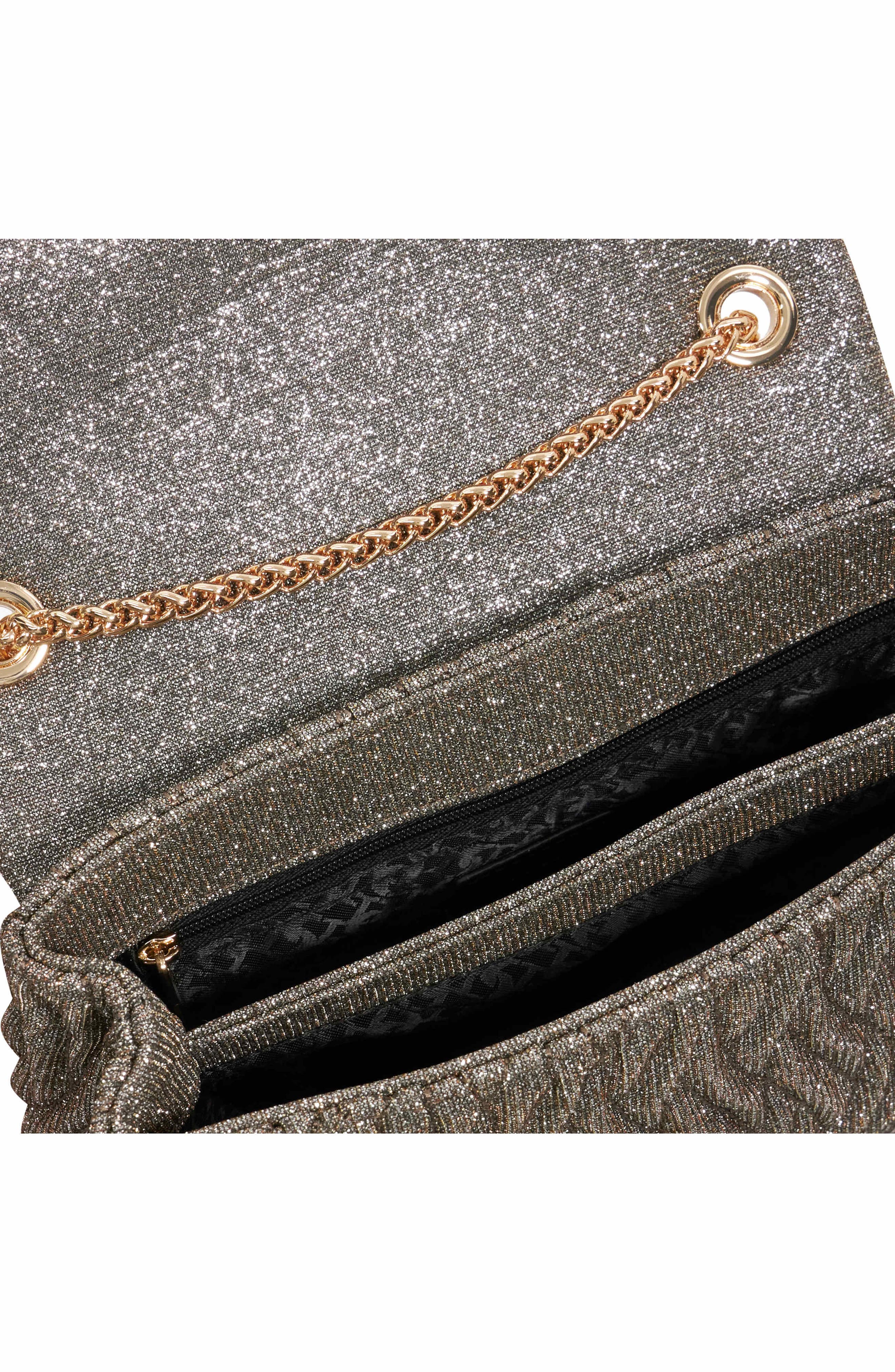 Dune London Darling Matelassé Suede Crossbody Bag, Alternate, color, Bronze