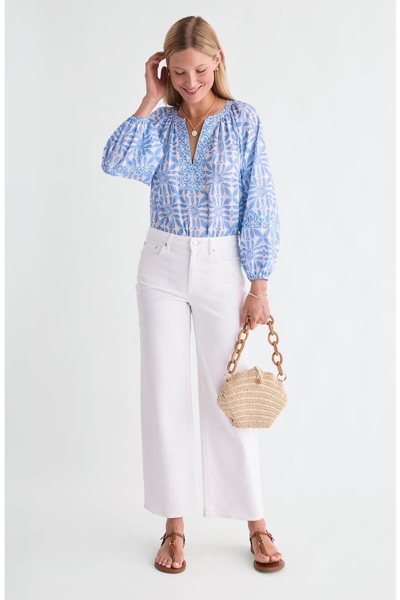 Emilia Print Top, Alternate, color, HAVEN TILE BBLUE