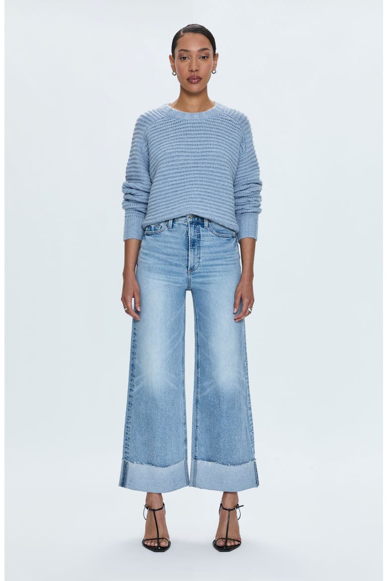 Lana Raw Hem Ankle Wide Leg Jeans, Alternate, color, SNOWCAT