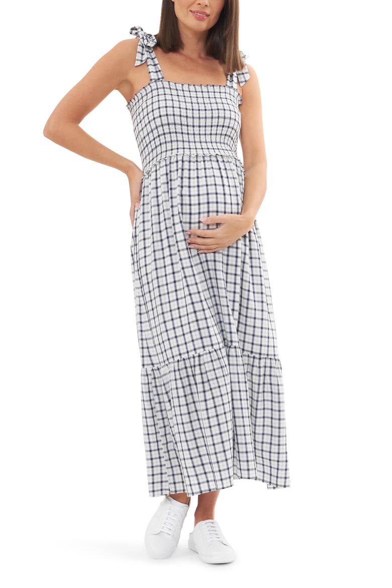 Phoebe Smocked Dress, Main, color, WHITE / NAVY