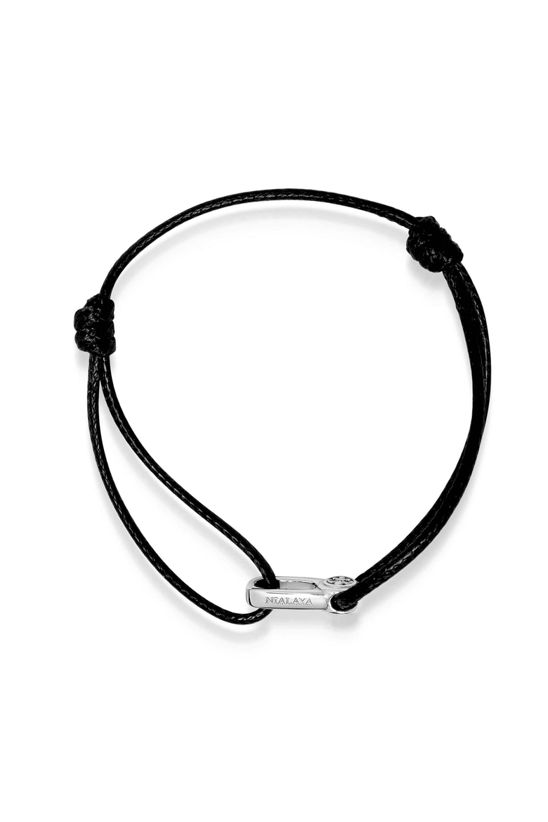 Silver Hook Black String Bracelet, Main, color, Black