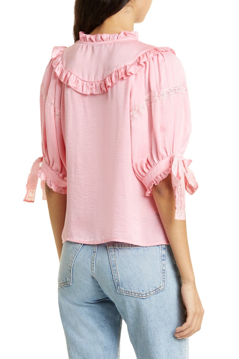 Ruffle Trim Blouse, Alternate, color, PINK