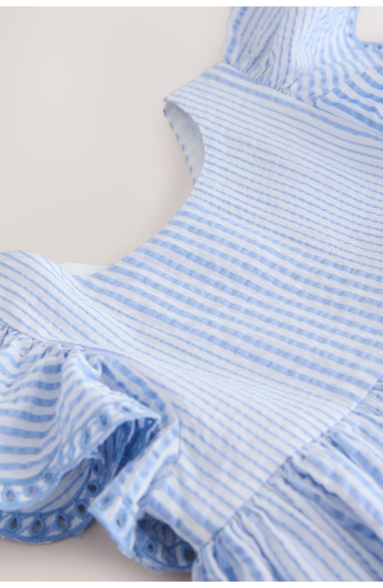 NEXT Kids' Stripe Broderie Flutter Sleeve Dress, Alternate, color, Blue
