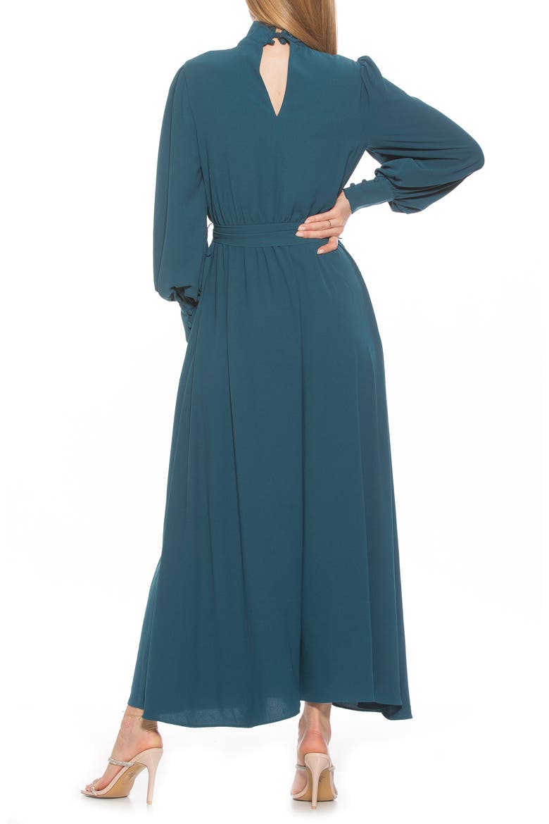 Saliah Mockneck Blouson Sleeve Dress, Alternate, color, TEAL