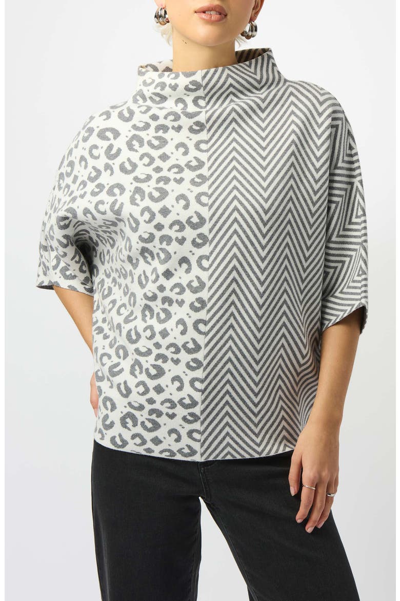 Pattern Mix Stand Collar Sweater, Main, color, VANILLA/ GREY