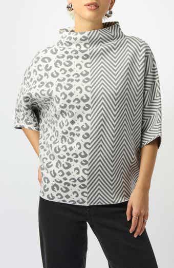 Pattern Mix Stand Collar Sweater