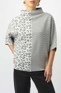 Joseph Ribkoff Pattern Mix Stand Collar Sweater