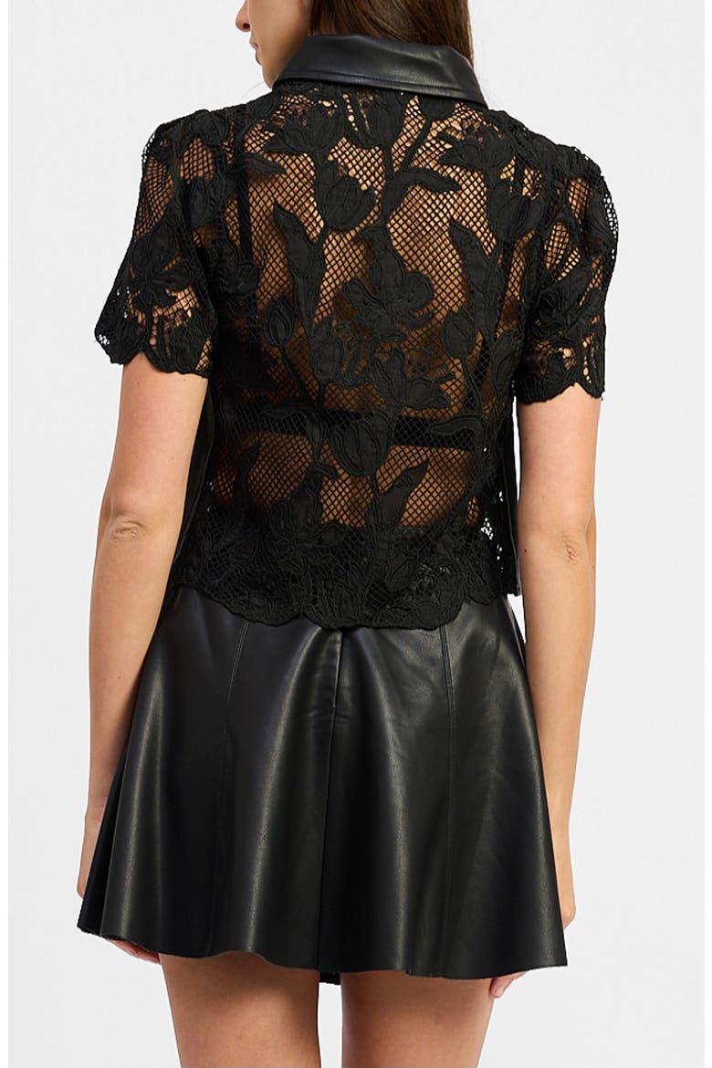 Aileen Lace Short Sleeve Shirt, Alternate, color, BLACK