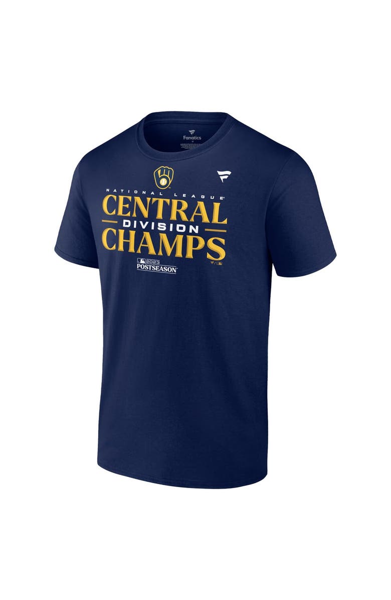 FANATICS Men's Fanatics Branded  Navy Milwaukee Brewers 2023 NL Central Division Champions Locker Room T-Shirt, Alternate, color, 
