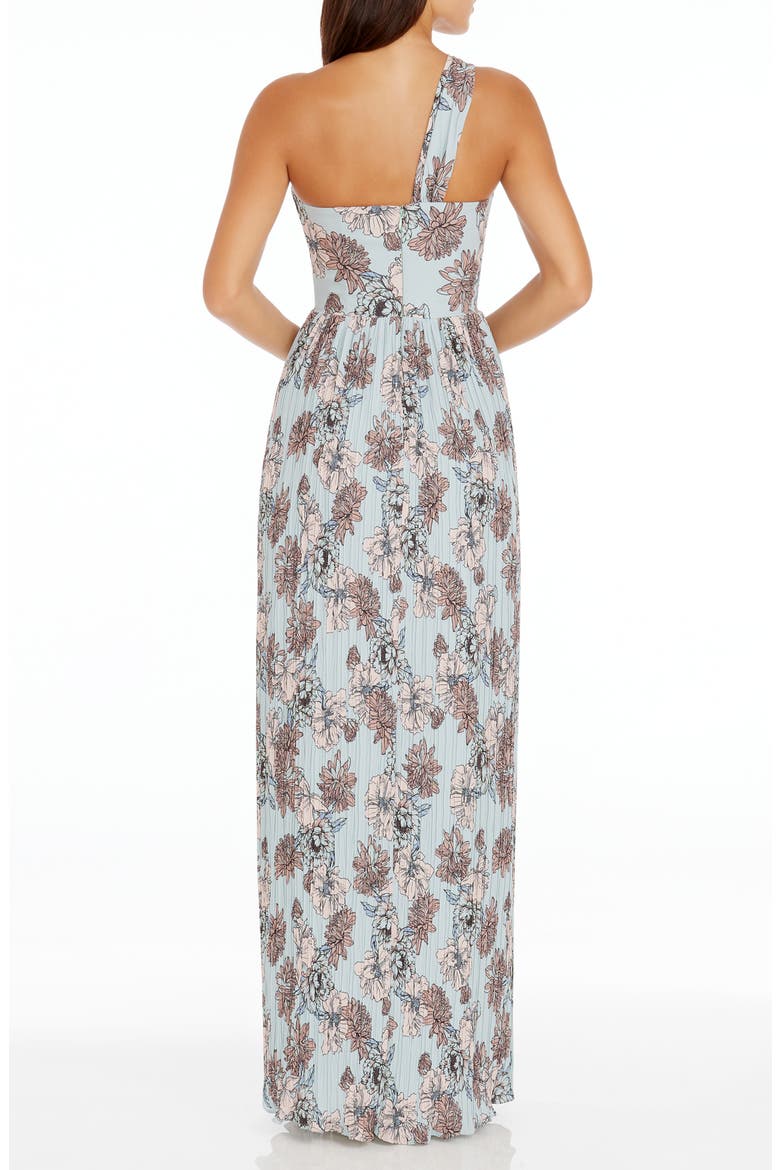 Idalia Floral One-Shoulder Gown, Alternate, color, SAGE MULTI