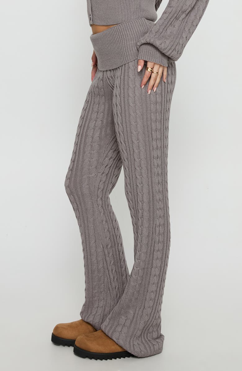 Princess Polly Baleigh Cable Stitch Foldover Pants, Alternate, color, Grey