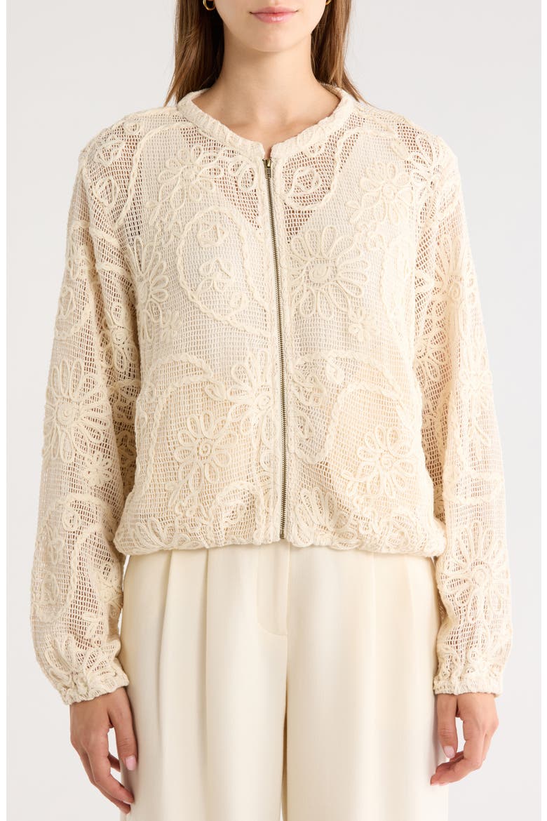 Aeva Embroidered Floral Lace Jacket, Alternate, color, NATURAL