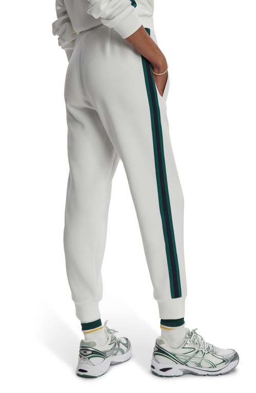 Shop Varley The Slim Stripe Doublesoft® Joggers In White/navy/forest