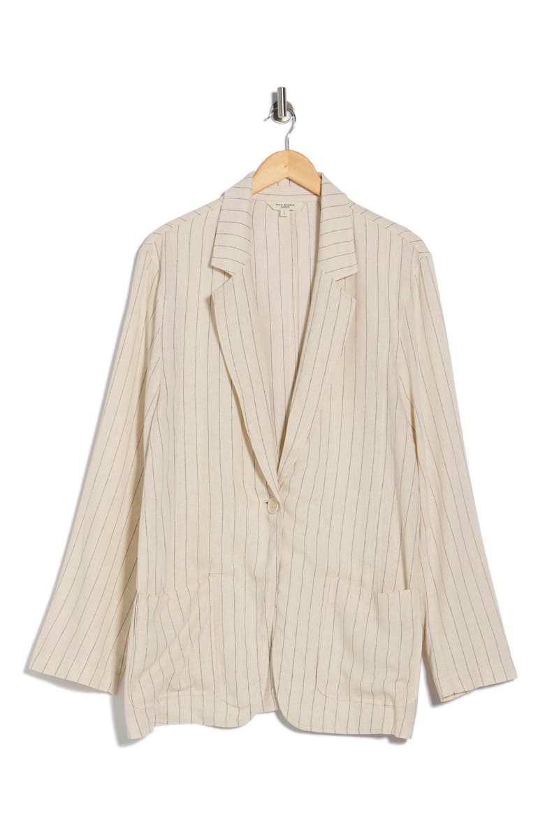 Oversize Pinstripe One-Button Blazer, Main, color, NATRUAL / BLACK STRIPE