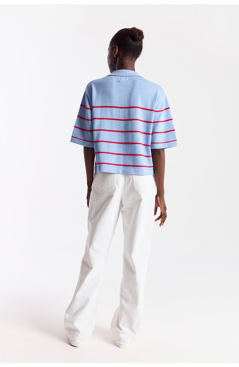 WISPR Stripe Button Up Polo Shirt, Alternate, color, Skyline/Red