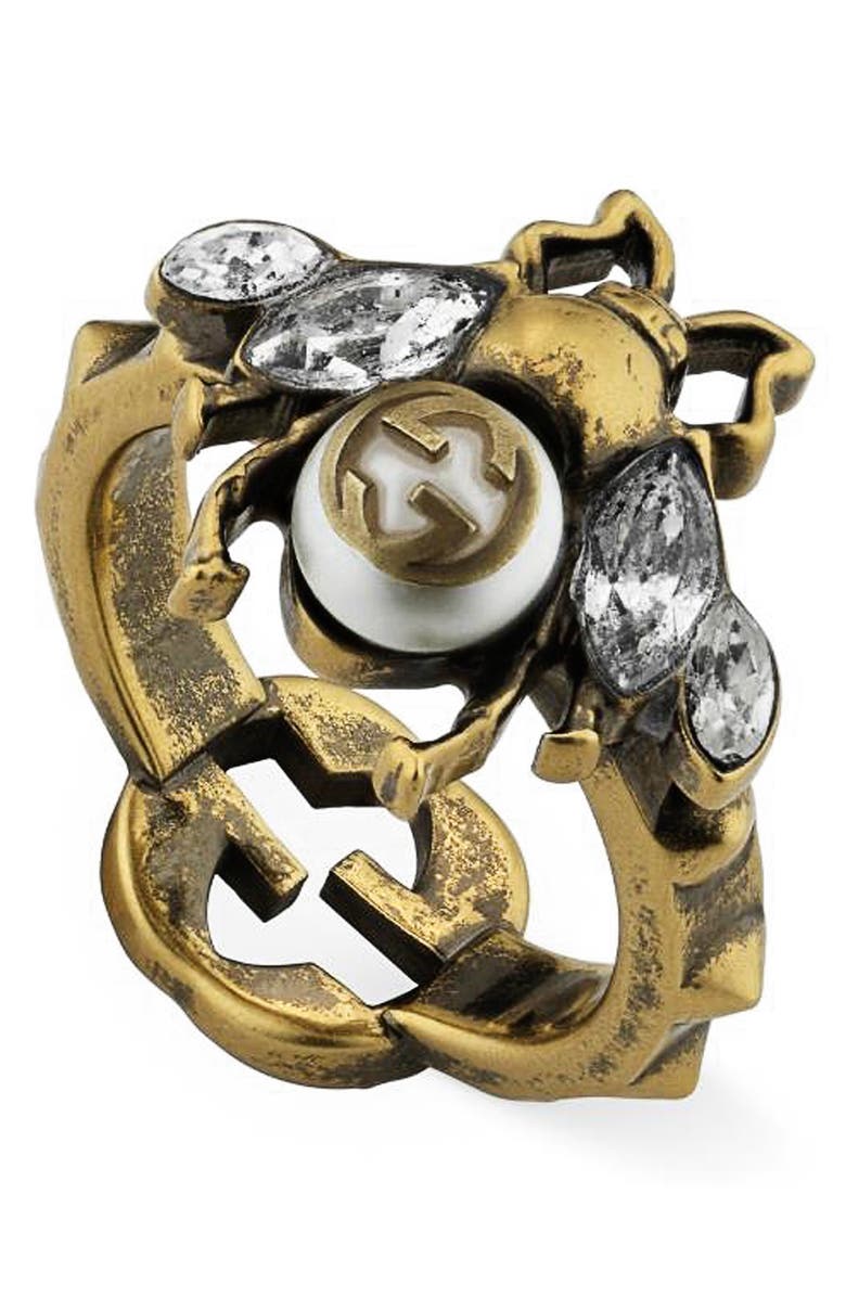 Gucci Bee Interlocking-G Ring, Alternate, color,
