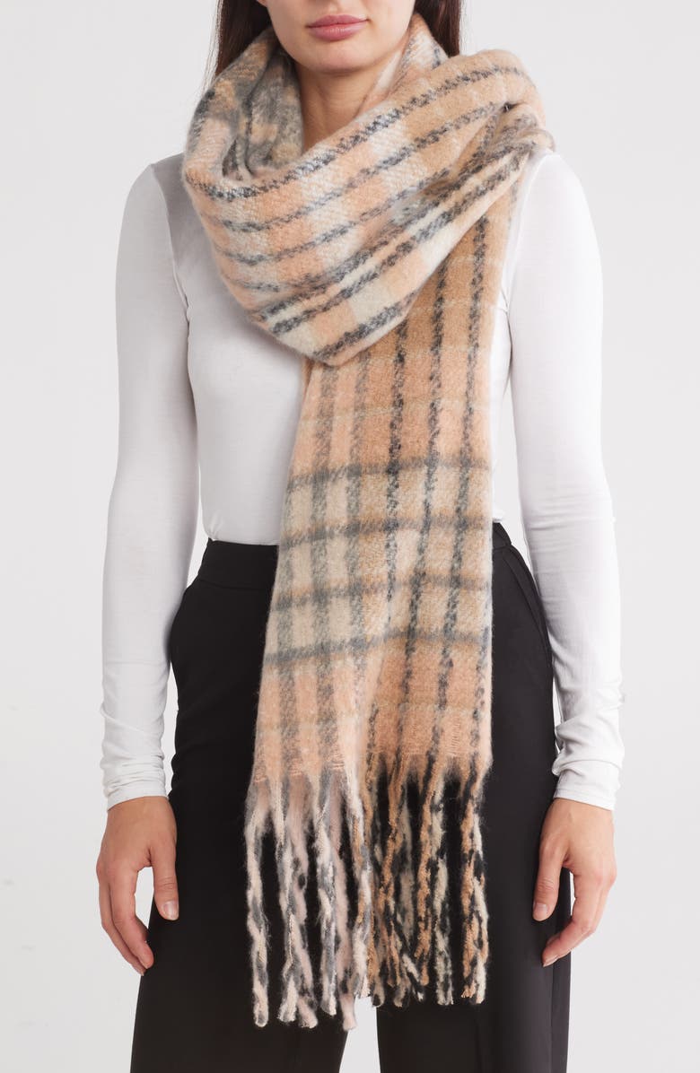 Vince Camuto Plaid Bouclé Blanket Scarf, Main, color,