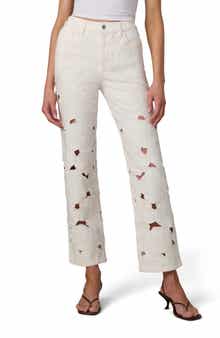 The Margot Floral Eyelet Ankle Straight Leg Jeans