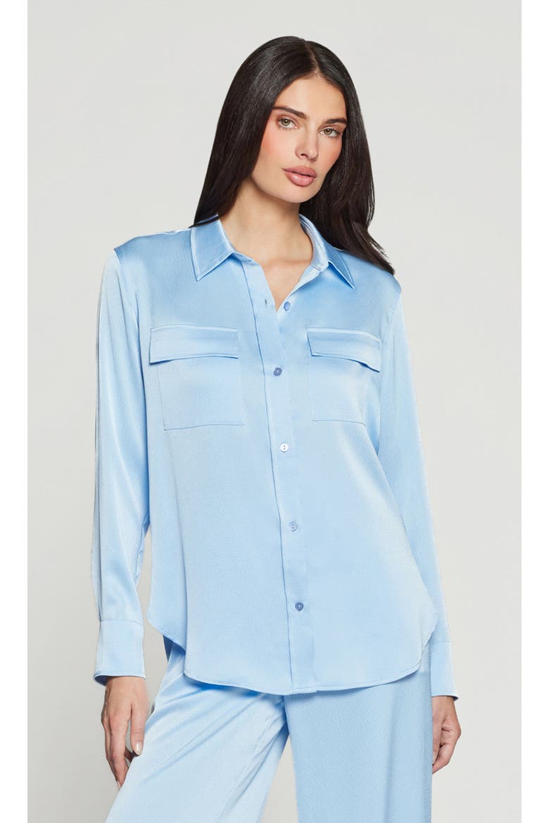Lanier Hammered Satin Shirt, Alternate, color, Light Blue