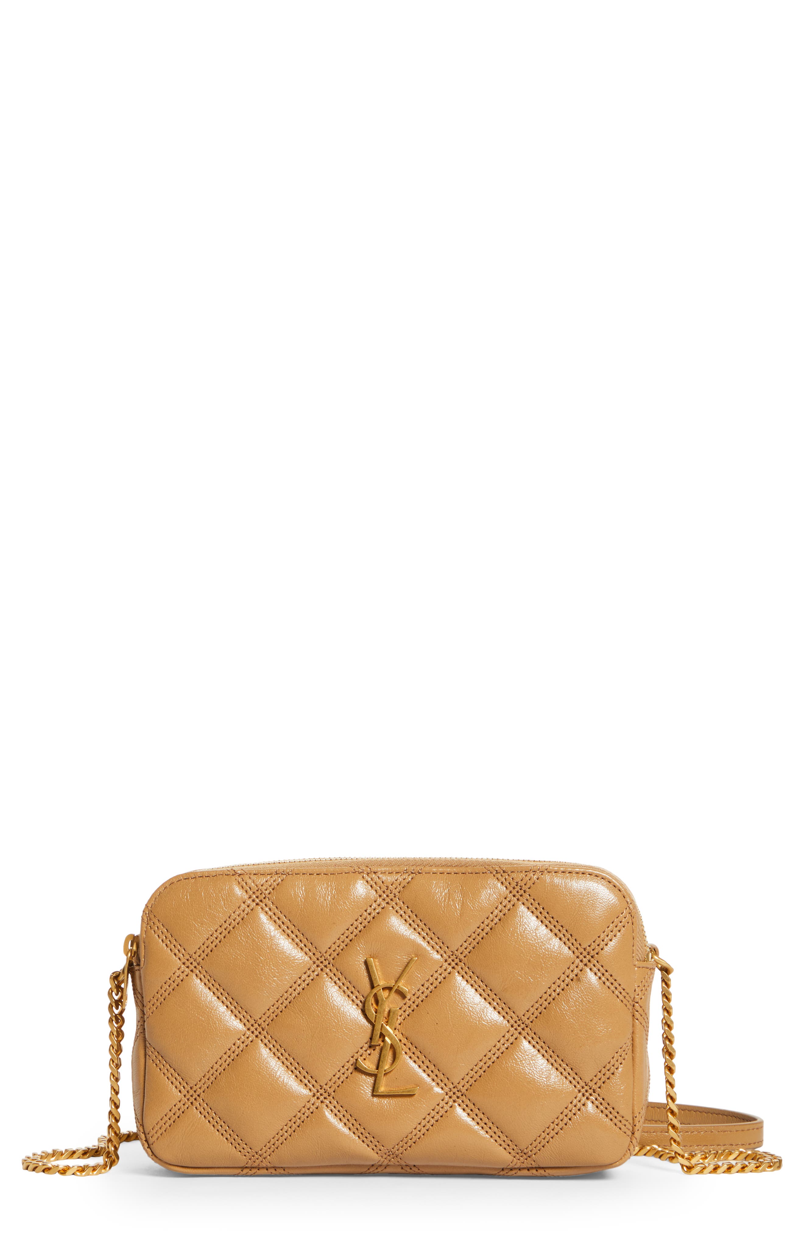 Becky Diamond Quilted Leather Camera Bag, Main, color, NATURAL TAN
