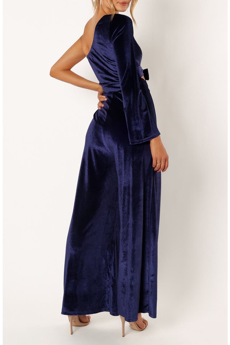 Avery One-Shoulder Velvet Jumspuit, Alternate, color, SAPPHIRE