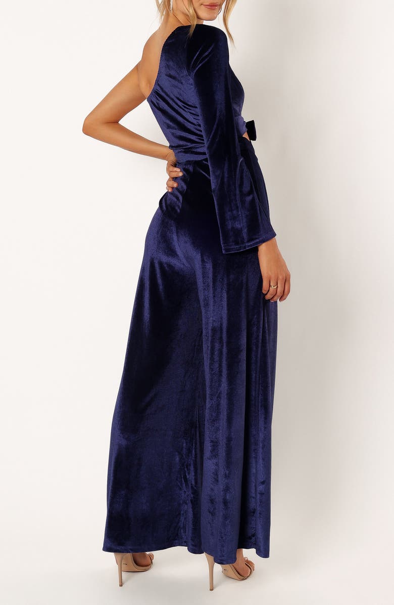 Petal & Pup Avery One-Shoulder Velvet Jumspuit, Alternate, color, Sapphire
