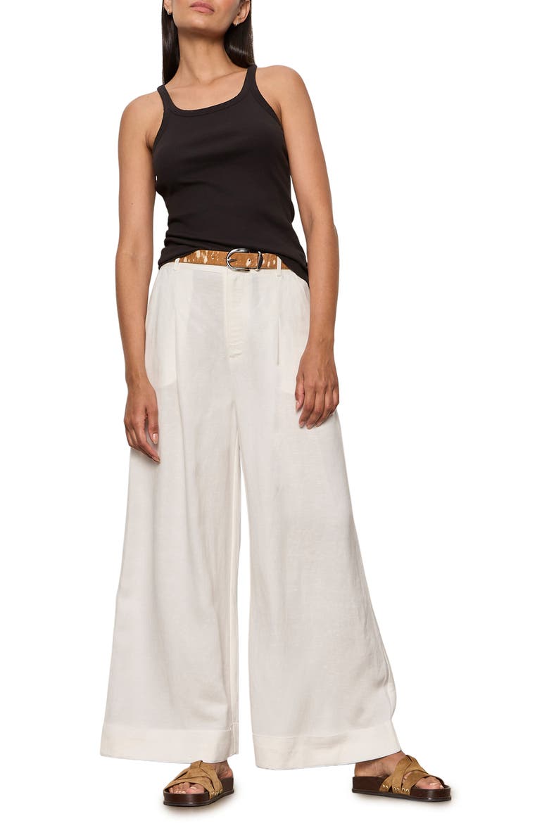 Terrace Linen Blend Wide Leg Pants, Alternate, color, CHALK WHITE