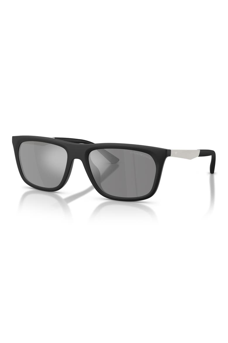 57mm Pillow Sunglasses, Alternate, color, MATTE BLACK / DARK GREY SILVER