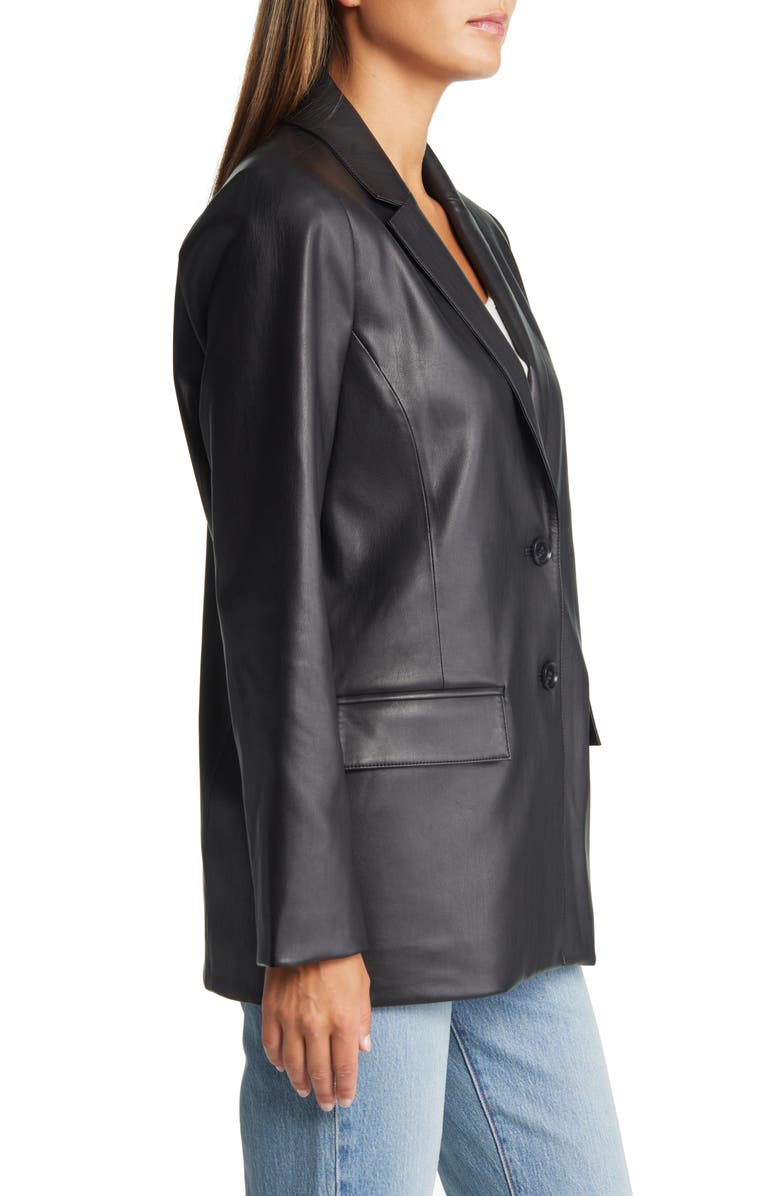 Open Edit Faux Leather Blazer, Alternate, color,