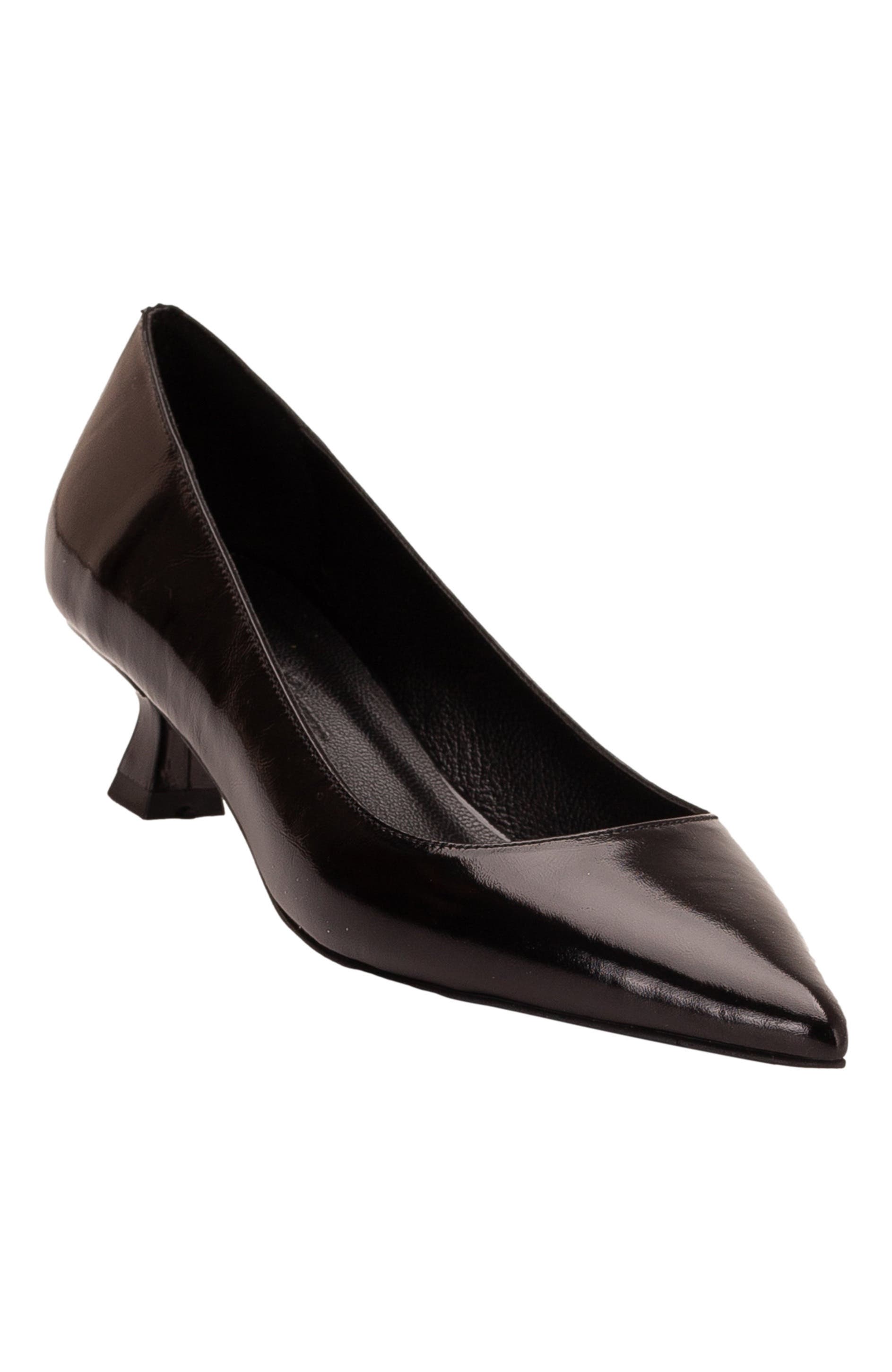 Forever & Always Shoes Helly Kitten Heel Leather Stiletto Pumps, Main, color, Black Patent Leather