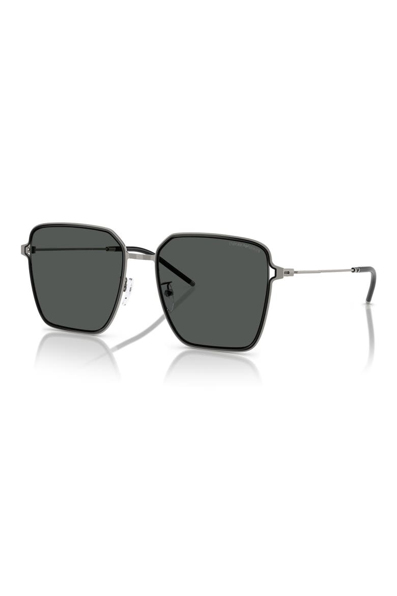 57mm Square Sunglasses, Alternate, color, GUNMETAL / BLACK / DARK GREY