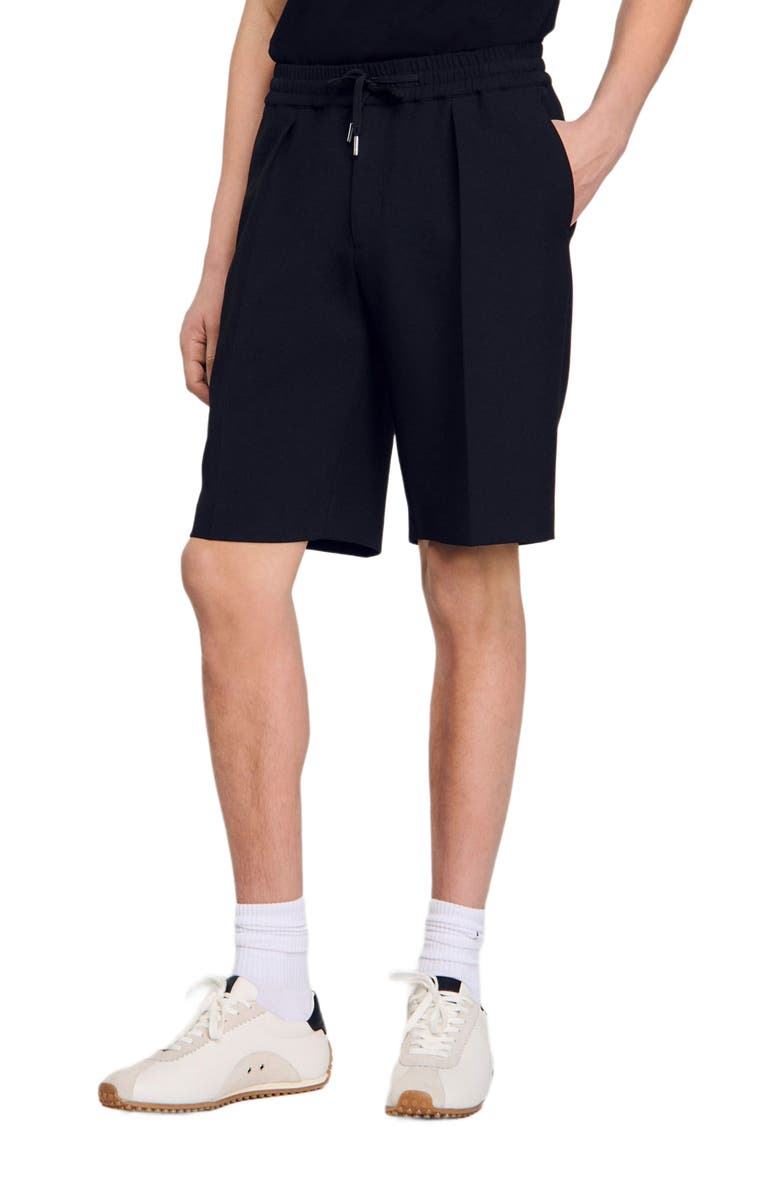 SANDRO Jersey Bermuda shorts, Alternate, color, Black