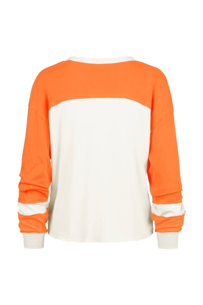 Women's '47 Cream Miami Dolphins Double Header Curve Raglan Long Sleeve Crop Top, Alternate, color, Cream