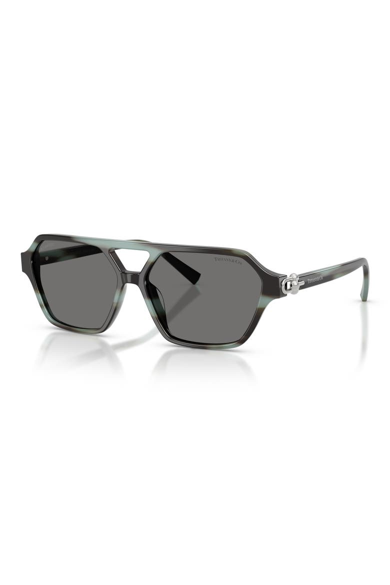 Polarized 58mm Square Sunglasses, Alternate, color, STRIPED BLACK TIFFANY / GREY